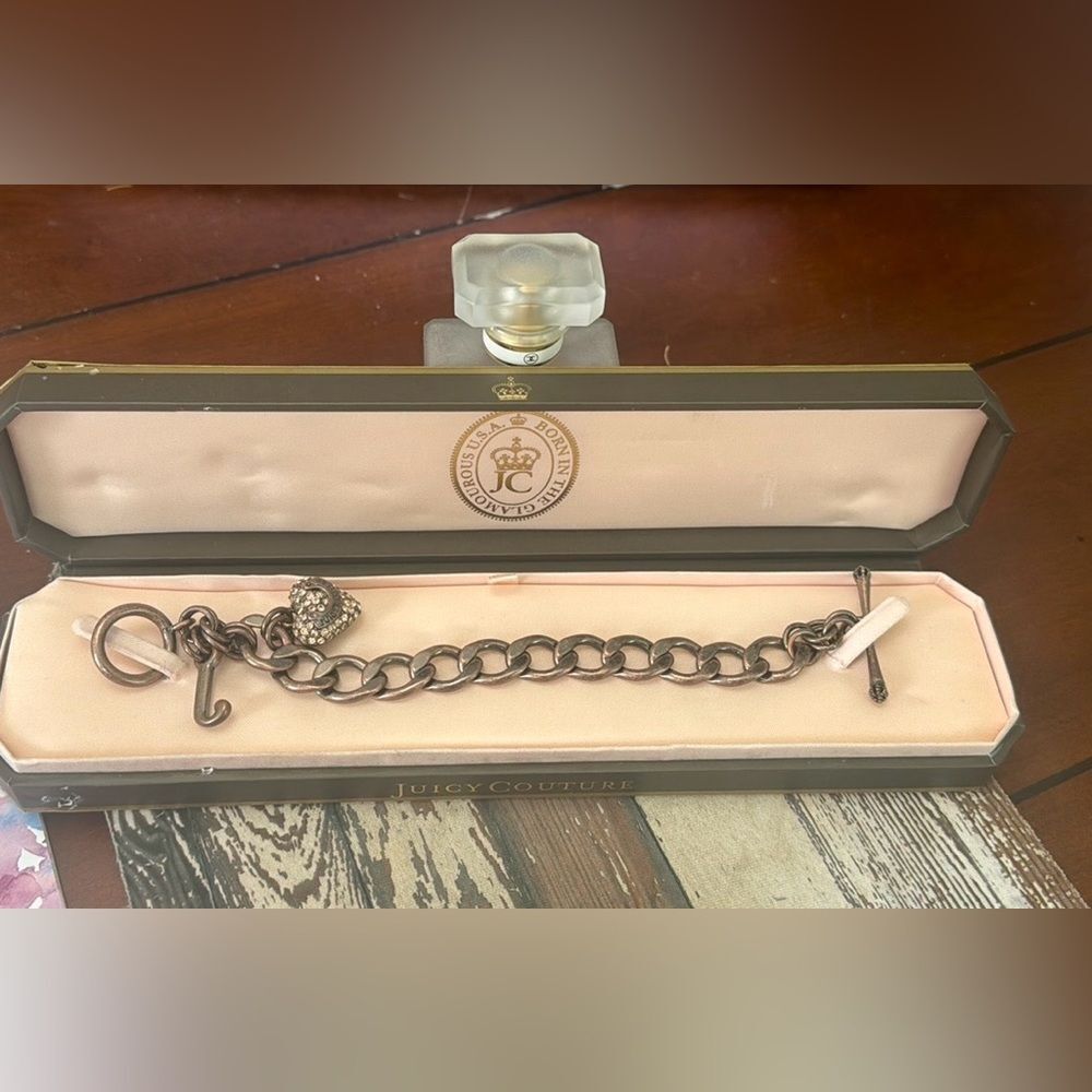 NEW VTG Y2K Antique Bronze Juicy Couture J Link Bracelet